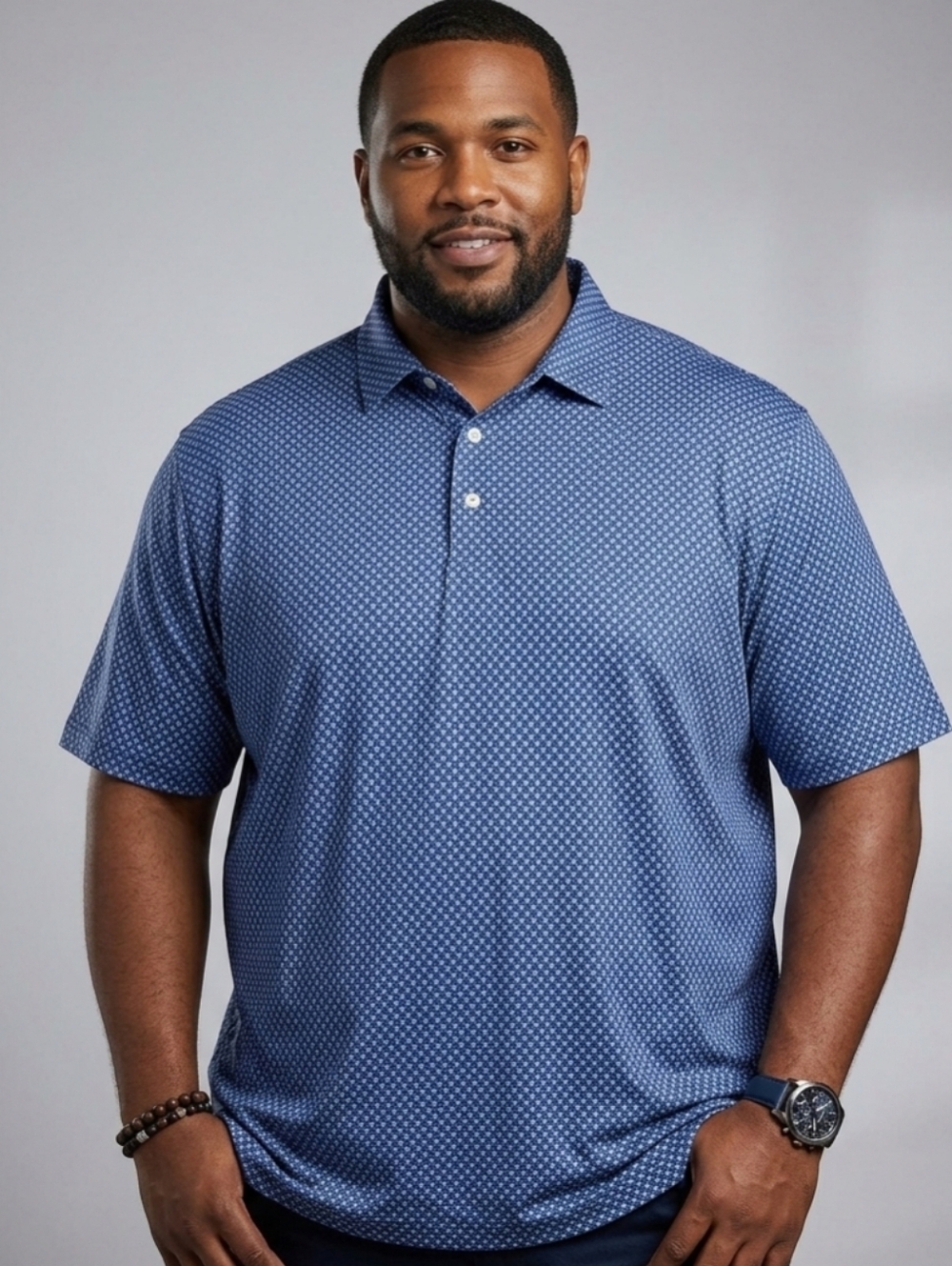 Roundtree & Yorke All In Motion Men’s Big 3XL Blue Performance Polo Shirt EUC